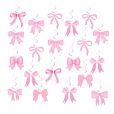 Pink Bow Party Decorations 20 PCS Hanging Swirl Bowknot Bow Themed Party Deco...