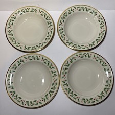 Set Of 4 Lenox Christmas Holiday Dimension Collection Rimmed Soup/Pasta Bowls