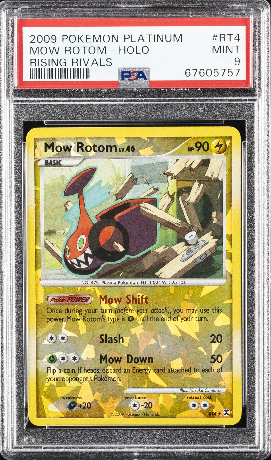 2009 POKEMON PLATINUM RISING RIVALS #RT4 MOW ROTOM-HOLO PSA 9