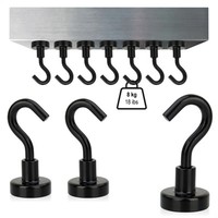 10X Magnethaken Neodym 5 Kg - Starker Werkstattmagnet Mit Haken