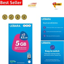 Lebara 5GB SIM Card: Just £2.50/ with No Contract,  Roaming Included