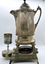 Antique Reed & Barton Victorian Silver Plated Tilting Ice Water Pitcher Set