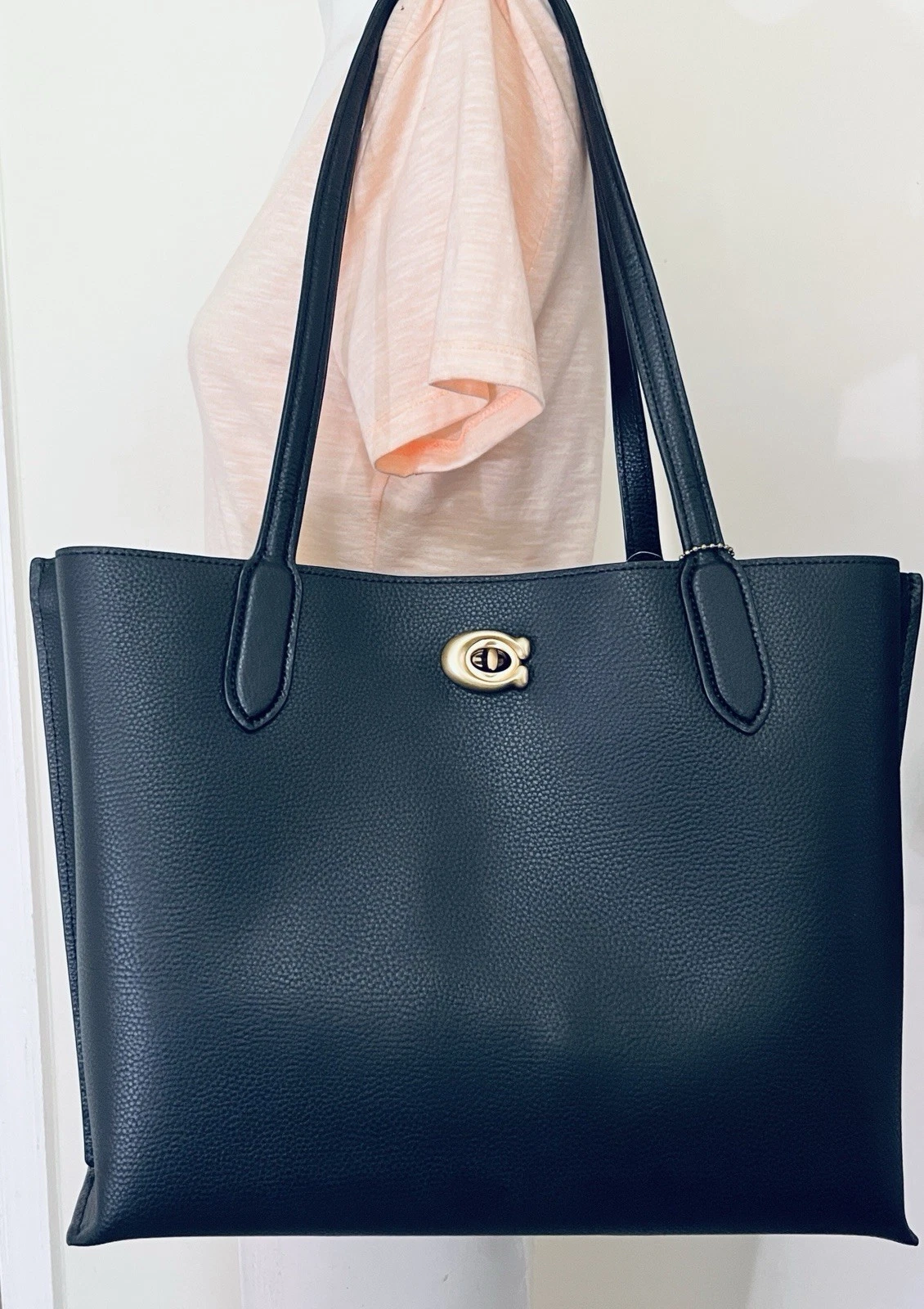 Borsa Coach Willow CO689 NERA pelle ciottolata firma interna tote bag