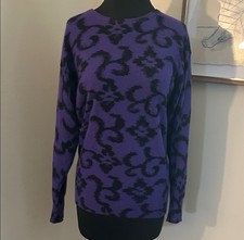 Christian Dior  1980s vintage purple and black patterned sweater-small