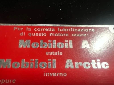 🔴 Targhetta auto MOBIL per lubrificazione motore cambio olio lamiera VINTAGE Foto 3 de 4