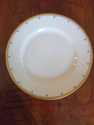 Vintage Japanese Export Porcelain Plates Blue Floral Gold Trim 10'', Set of 6