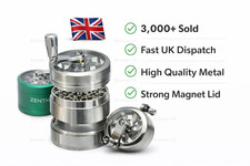 40mm 50mm Metal Herb Grinder Magnetic Diamond Teeth Hand Crank UK Seller