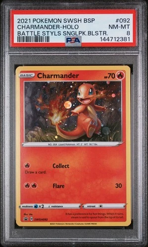 Charmander 092 SWSH092 Battle Styles Blister PSA 8 NM-MT 2021