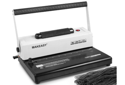 MAKEASY Coil Spiral Binding Machine 4:1 pitch-Manual Hole Punch-Electric Insert