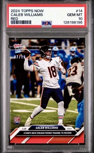 PSA 10 CALEB WILLIAMS 🏈 RED PARALLEL /10 🏈 2024 TOPPS NOW #14 🏈ROOKIE🏈 POP 1
