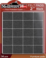Yelanon Felt Furniture Pads for Hardwood Floors 36 pcs Square Black, Black 