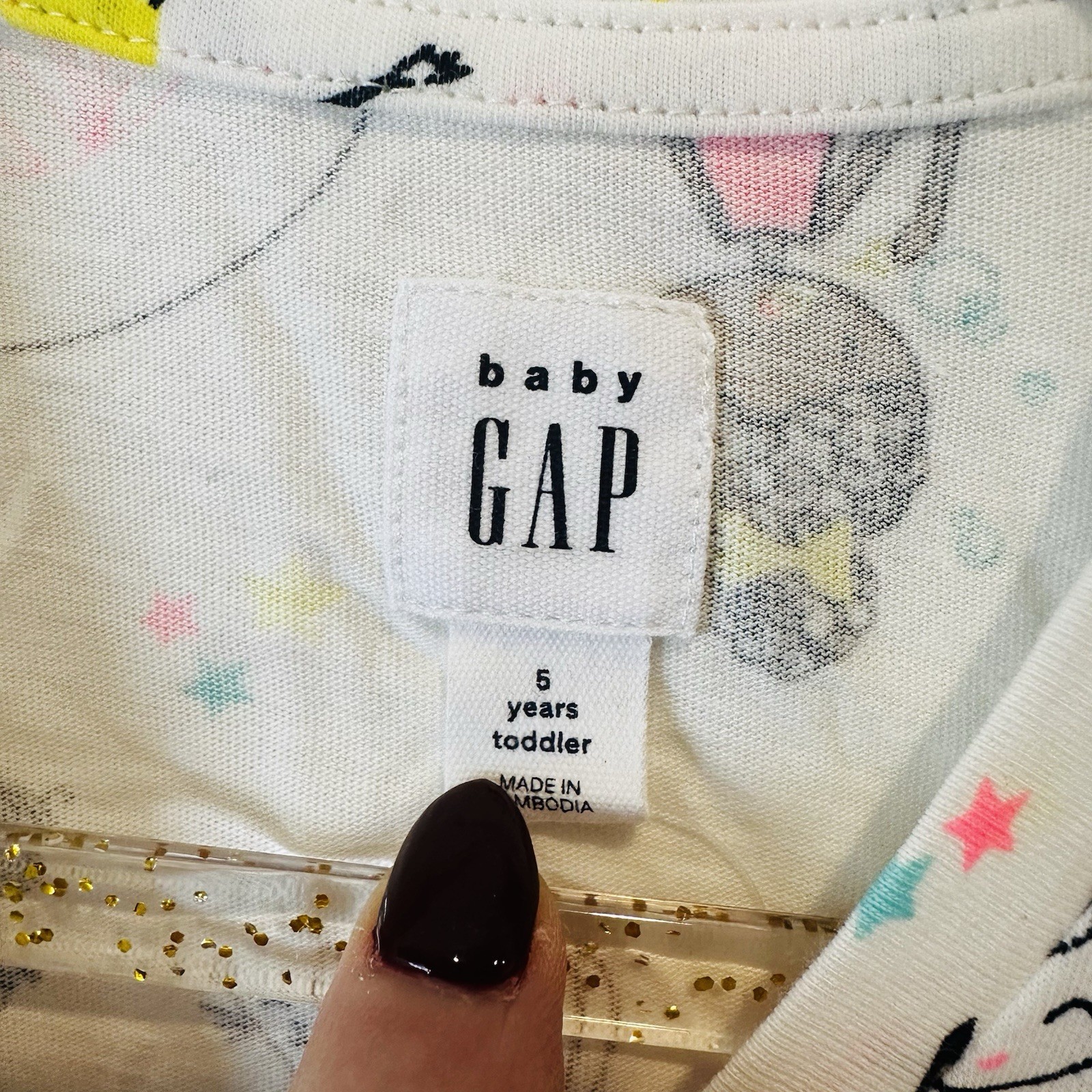 GAP Kids Dress with Fun Character Print in Cream and Pink NWT Size 5