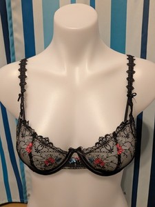 Lounge Black Floral Lace Bra 34C