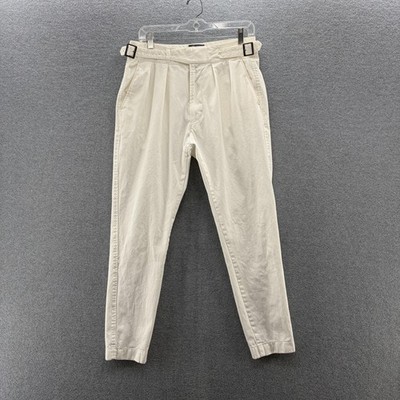 Todd Snyder Pants Mens 31x28 White Pleated Cotton Buckle Waist Ankle Chino