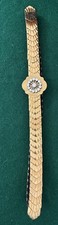 Vintage 70  s 80  s Gold Tone Metal Fish Scale Stretch Belt Rhinestone Flower 26  
