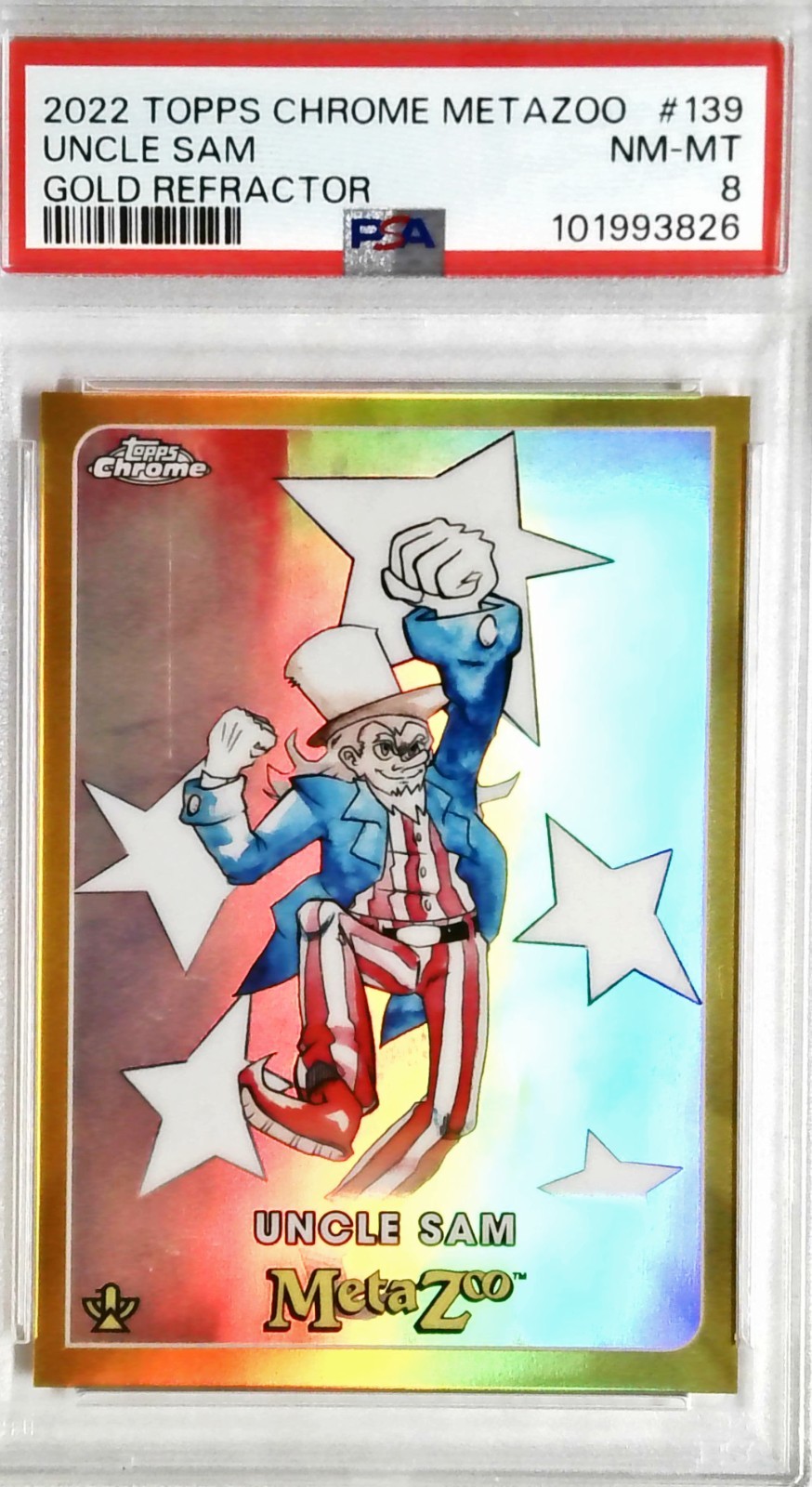 2022 METAZOO TOPPS CHROME-GOLD REFRACTOR-PSA 8- UNCLE SAM 139- #34/50