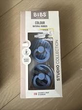 BIBS Natural Rubber Pacifiers NEW 6 Months, Round Nipple, Blue