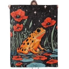 Starry Night Frog Blanket Soft Cozy Flannel Throw Blanket, Warm Yet Lightweig...