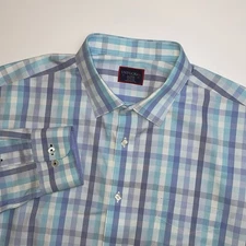 UNTUCKit Shirt Mens XL Canaletto Wrinkle Free Long Sleeve Blue Plaid Cotton