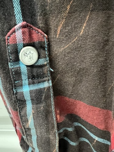 Rock 47 By Wrangler Plaid Snap Front Western Shirt Womens L Embellished Cowgirl - Picture 7 of 10