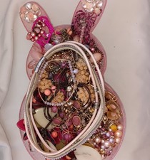Pink Mystery Jewelry Jar 2 Lb Necklace Earrings Bracelet Brooches Wearable