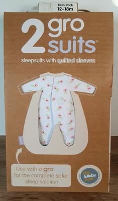 gro bag 2 St. grosuits Schlafanzug Babies 12-18 Mon. 100% Baumwolle rosa Blumen