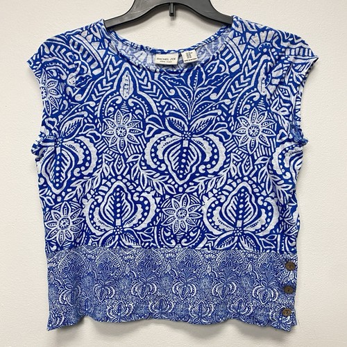 Rachel Zoe Medium 100% Linen Boho Indonesian Batik-Style Tropical Beach Coastal