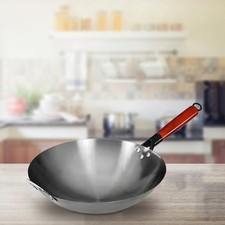 Wok En Fer Forgé avec Manche En Bois pour Cuisinière à Induction