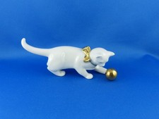 Vintage Porzellan Figur Katze mit Ball Metzler & Ortloff, Golddekor
