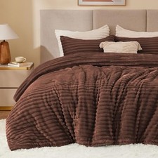 Fleece Comforter Set -Super Soft Warm Fluffy Bedding, Twin Hot Chotolate