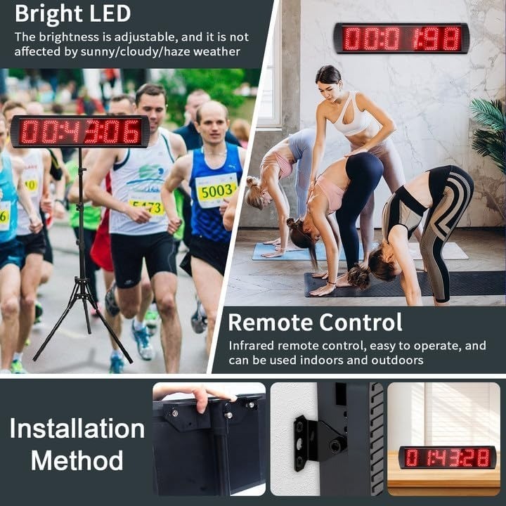 LED Race Clock Timer Tripod 5''6 Digit Running Event Countdown/up ...