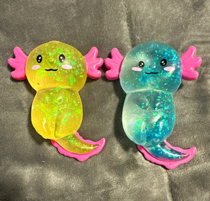 2-Pack Glitter Axolotl Squeezable Stress Reliever Sensory Fidget Toys