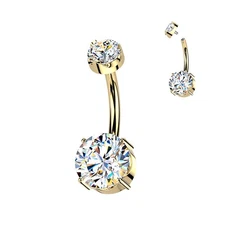 Titanium Internally Threaded Prong Set Moissanite Belly Button Ring