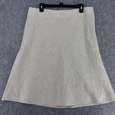 Talbots Pure Irish Linen A-Line Skirt Beige Oatmeal Lined Size 14 Womens