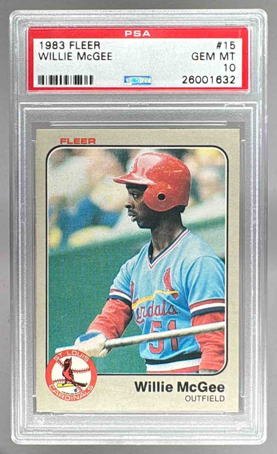 26001632 Willie McGee 1983 Fleer #15 Rookie RC PSA 10