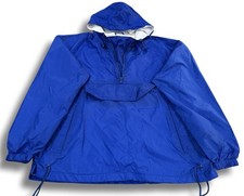 Lands End Pullover Jacket Large Parka Blue Lined Warm Up Made in USA Vintage