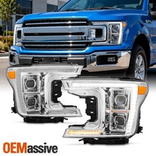 Fit 18-20 Ford F150 Full Led Projector Headlights Drl Sequential Signal Chrome