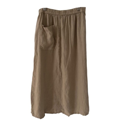 Falda Midi Gudrun Sjoden Beige Marrón Botón Frontal 100% Lino Bolsillos Talla S - Imagen 2 de 9