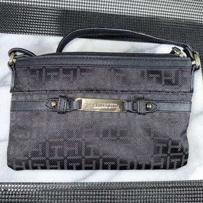 Thommy Hilfiger Cross Body Purse - Black w/TH Pattern All Over