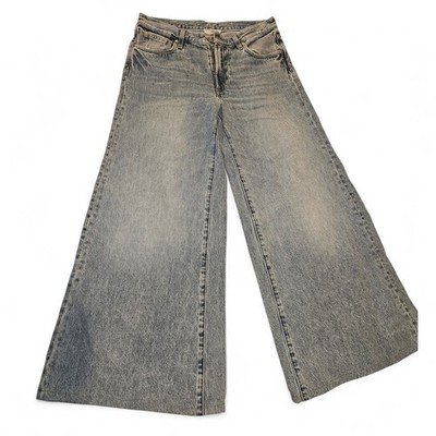 VIAVIA Wide-Leg Light Wash 100% Cotton High Rise Relaxed Fit Women's Jeans