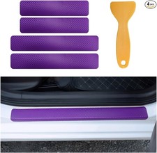 4-Piece Car Door Sill Protectors, Carbon Fiber 3D Design Anti-Scratch Edge Guard