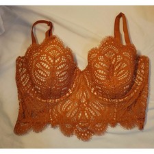 Victorias Secret Dream Angels Lined Multi-Way Lace Bustier Bra Rust 34DD