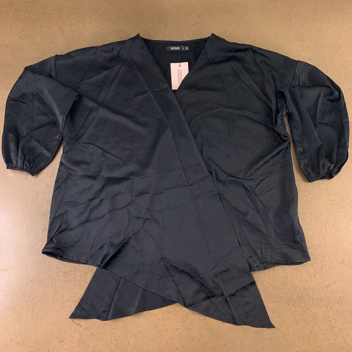 missguided plunge satin blouse