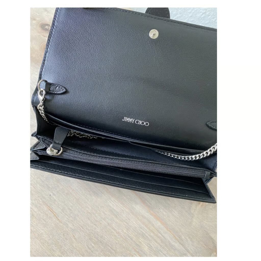 NWT NEW Jimmy Choo Cheri Black leather crystal buckle