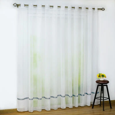 Voile Gardine mit Kräuselband Ösen Schlaufen Landhaus Vorhang Transparent Modern - Bild 1 von 4