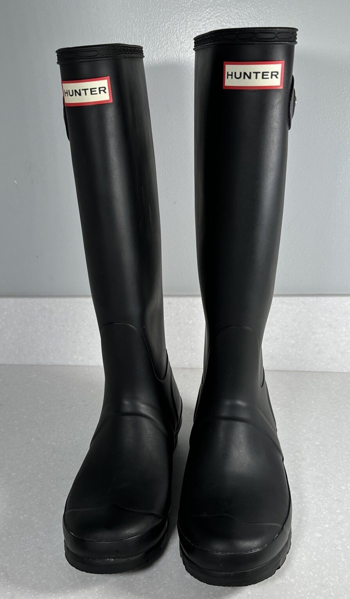 Hunter Original Tall Rain Boots Womens 6 Matte Black Rubber