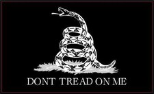 5in x 3in Black and White Gadsden Flag Vinyl Sticker Car Vehicle Bumper Decal