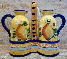  HERITAGE MINT - MEDITERRANEAN PEAR - OIL & VINEGAR WITH HOLDER