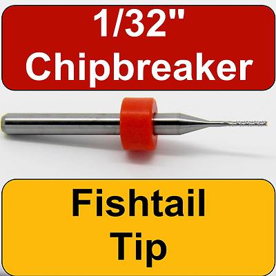 1/32'' Router - Carbide - Chip Breaker Flutes - Fishtail Tip 1/8'' Shaft CNC LU
