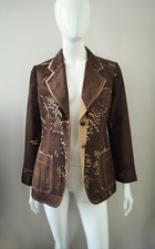 Prada Vintage Acid Bleached Brown Silk Blazer Jacket Rare It42 Uk10